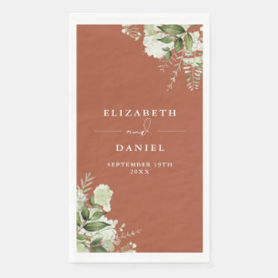 Serviette En Papier Terracotta Verdure Floral Mariage élégant