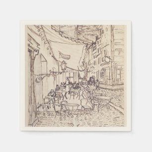 Serviette En Papier Terrasse du Café la nuit, Dessin d'art fin, Van Go