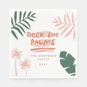 Serviette En Papier terrasse palmiers noël tropical moderne
