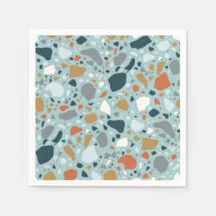 Serviette En Papier Terrazzo En Bleu