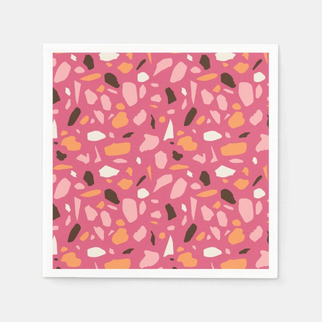 Serviette En Papier Terrazzo Motif rose (Devant)