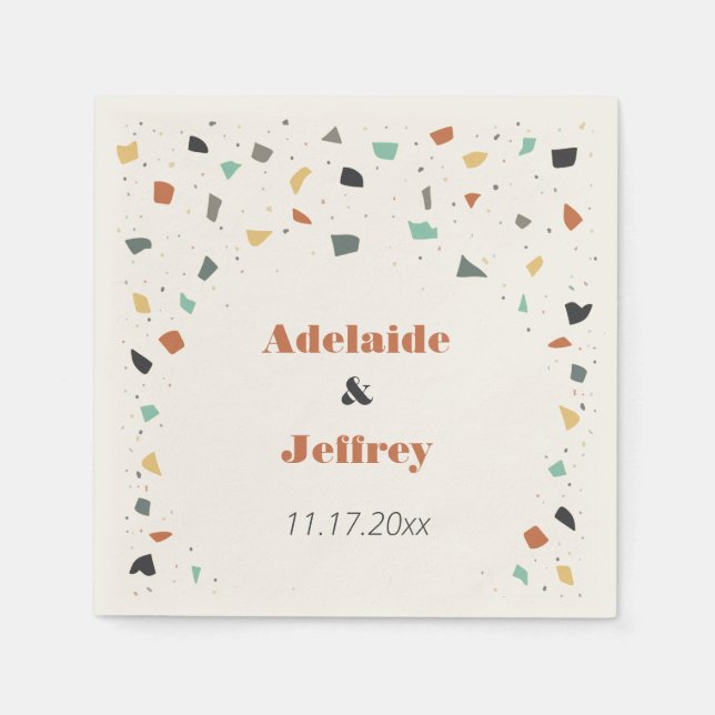 Serviette En Papier Terrazzo Tile Confetti Style Moderne Tons de Terre (Devant)