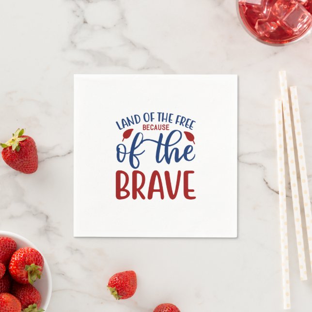 Serviette En Papier Terre des Libres à cause du Brave Bleu Rouge (En situation)