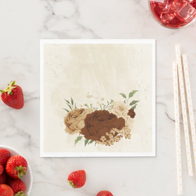 Serviette En Papier terre terre terre ton mariage floral (En situation)