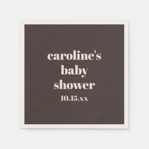 Serviette En Papier Terreux Brun Moderne Amusant Baby Shower Personnal