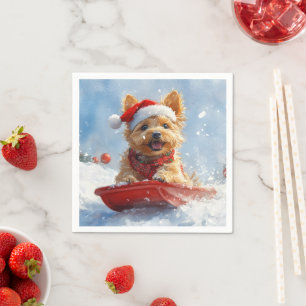 Serviette En Papier Terrier Australien en Luge Laissez tomber la neige