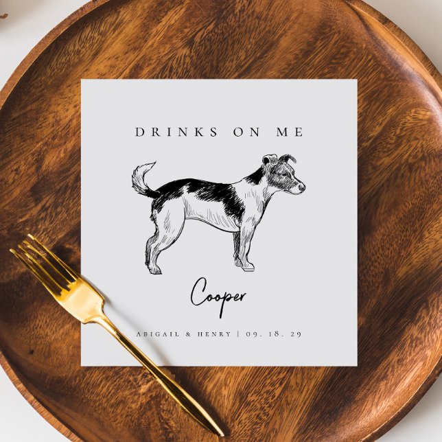 Serviette En Papier Terrier Chien Sketch Boissons sur moi Mariage anim (Créateur téléchargé)