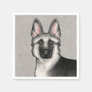 Serviette En Papier Tête de chien mignon Berger allemand Silver Sable