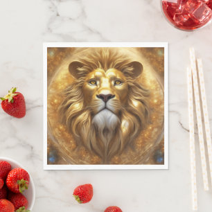 Serviette En Papier Tête de lion doré superbe