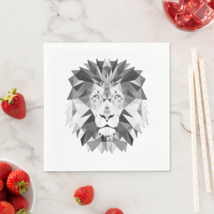 Serviette En Papier Tête de lion géométrique cool