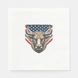Serviette En Papier Tête de taureau patriotique gravure vintage art ve