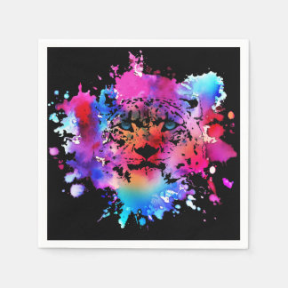 Serviette En Papier Tête de tigre d'aquarelle