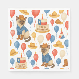 Serviette En Papier Texas Birthday Thème pour Amoureux de les chats