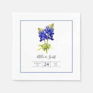 Serviette En Papier Texas Bluebonnet Flowers, Mariage moderne