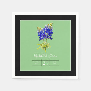 Serviette En Papier Texas Bluebonnets sur Sage, mariage du printemps