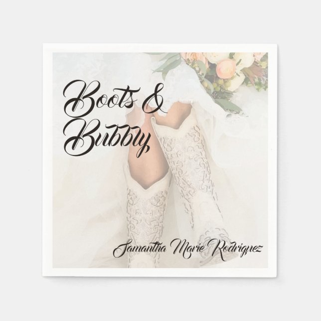Serviette En Papier Texas Bride in Rhinestone Boots Enterrement de vie (Devant)