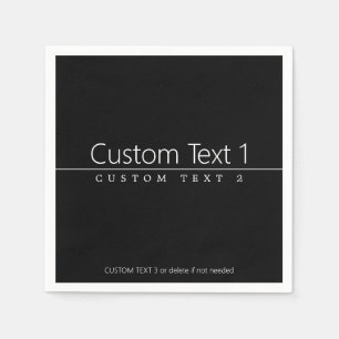 Serviette En Papier Texte blanc classique simple en noir