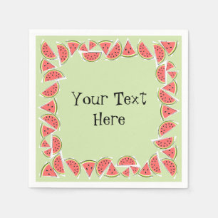 Serviette En Papier Texte Carré de pièces vertes de pastèque