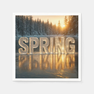 Serviette En Papier Texte de glace de printemps sur un lac gelé
