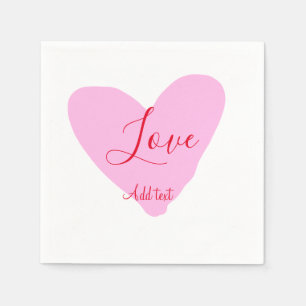 Serviette En Papier Texte de la Saint-Valentin amour cœur rose rouge n