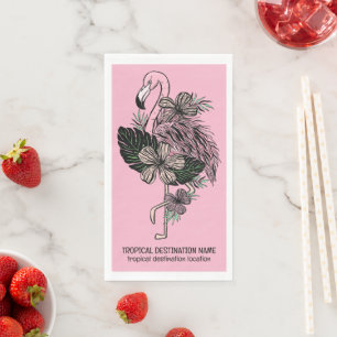 Serviette En Papier Texte et couleur personnalisés Flamant rose rose