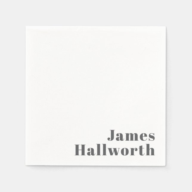 Serviette En Papier Texte moderne élégant et rétro | Gris (Devant)