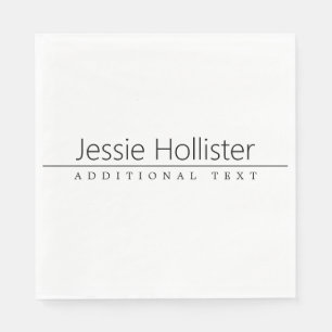 Serviette En Papier Texte noir classique simple sur blanc