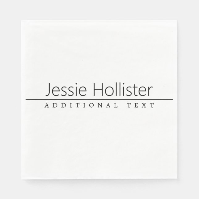 Serviette En Papier Texte noir classique simple sur blanc (Devant)