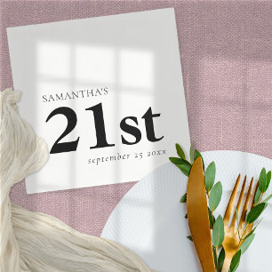 Serviette En Papier Texte noir personnalisé moderne 21e Nom Date