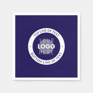 Serviette En Papier Texte personnalisable & Votre logo Bleu foncé vi