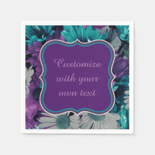 Serviette En Papier Texte personnalisé Purple and Blue Flower