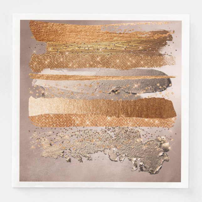 Serviette En Papier Texture glamour de Copper Gold Strokes (Devant)