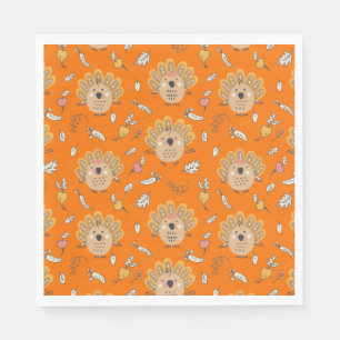 Serviette En Papier Thankesgiving Fall Turkey