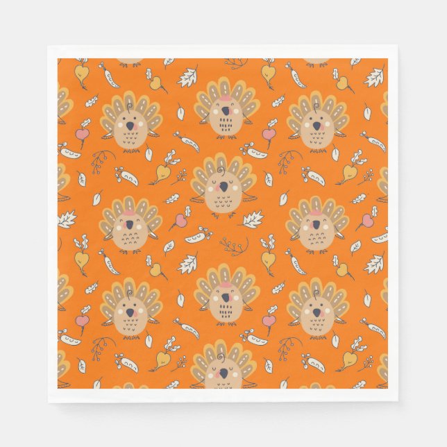 Serviette En Papier Thankesgiving Fall Turkey (Devant)