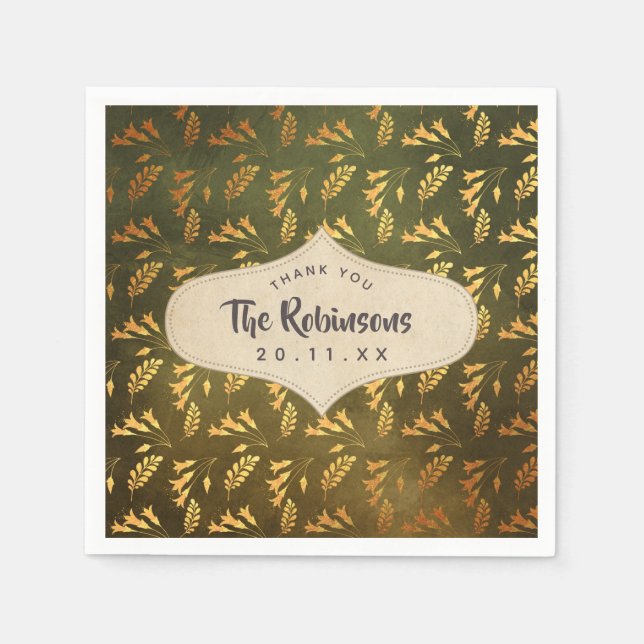 Serviette En Papier Thankesgiving Gold Foil (Devant)