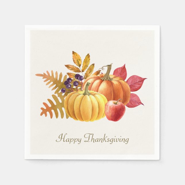 Serviette En Papier Thanksgiving Citrouille Napkin (Devant)