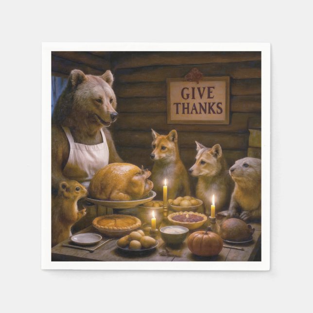Serviette En Papier Thanksgiving Day Wildlife Turkey Dinner (Devant)