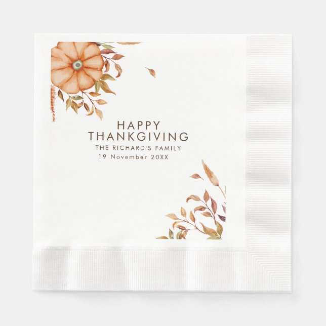 Serviette En Papier Thanksgiving Dîner Invitation Boho Theme (Devant)