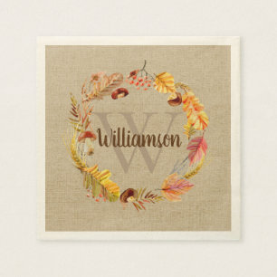Serviette En Papier Thanksgiving fait sur commande de monogramme de