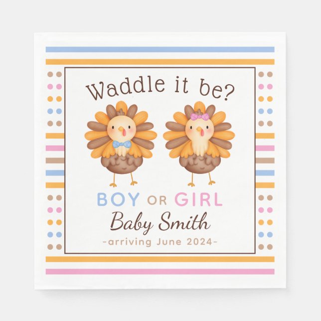 Serviette En Papier Thanksgiving Fall Gender Reveillez Turquie (Devant)