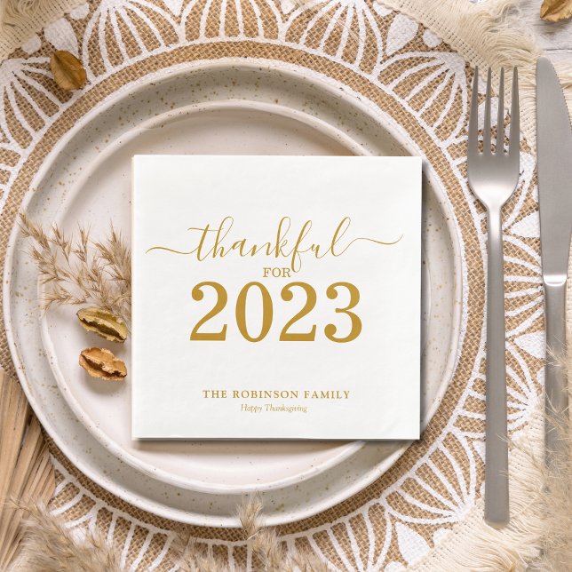Serviette En Papier Thanksgiving Gold Script personnalisé (Créateur téléchargé)