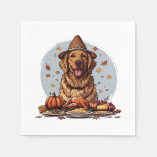 Serviette En Papier Thanksgiving Golden Retriever Chien