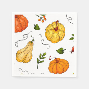 Serviette En Papier Thanksgiving Holiday Fall Citrouille Modern Orange