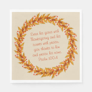 Serviette En Papier Thanksgiving Thankful Bible Verse Napkins 6.5"