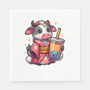 Serviette En Papier Thé à bulle de vache Japonais Kimono _1_1