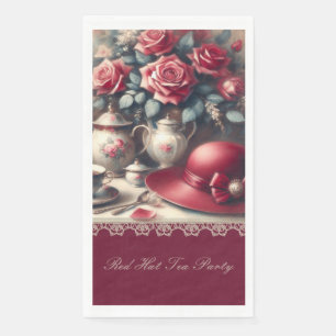 Serviette En Papier Thé à la rose rouge élégante vintage
