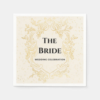 Serviette En Papier The Bride - Gold vintage frame paper napkins