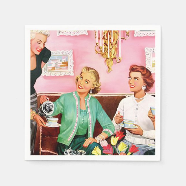 Serviette En Papier Thé de l'après-midi des années 1950 (Devant)