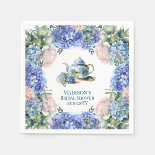 Serviette En Papier Thé de mariage aux hortensias bleus