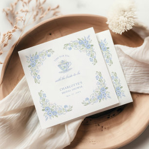 Serviette En Papier Thé de mariage floral bleu